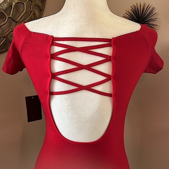 NWT Red Strappy Back Bodysuit - Picture 3 of 5